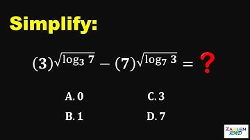 20-second math challenge | Simplify 3^(sqrt(log_3 7)) - 7^(sqrt(log_7 3))
