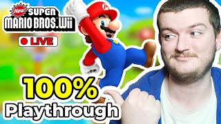 🔴LIVE: Starting New Super Mario Bros Wii 100% With World 1