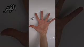 أسماء المسافات بين أصابع اليد في اللغة العربية.    #اللغة_العربية #تعلم
