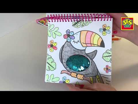 Книжка-розмальовка із наліпками Пухнастики SES Creative, видео 1