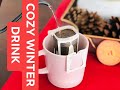 Cozy winter drink  pourover coffee  an coffee bean