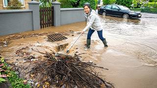 Draining Massive Flood By Unclogging Drains, Big Whirlpools!