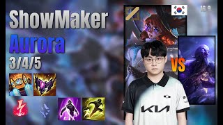 ShowMaker Mid Aurora vs Ryze lol KR solo rank Full Game 16.9 | 쇼메이커 오로라 vs 라이즈