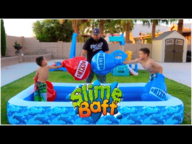 SLIME BAFF BOXING CHALLENGE!  (large boxing gloves) class=