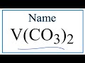 Understanding Vanadium and Carbonate Compounds