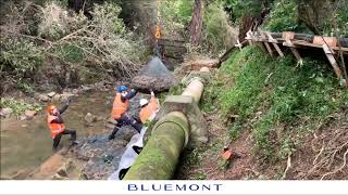 Pipeline scour protected with rock bags from helicopter