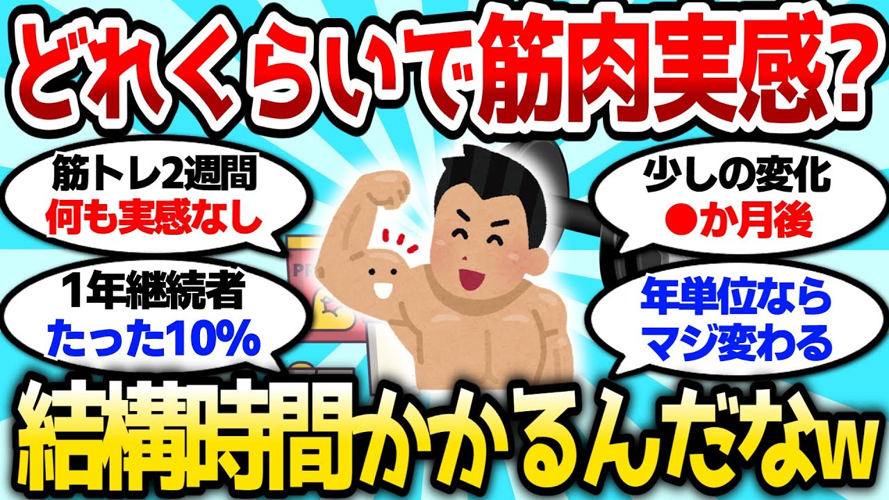 【2ch筋肉スレ】筋トレしてどれくらいで筋肉実感できる？マジか結構時間かかるんだなw【2ch面白スレ】
