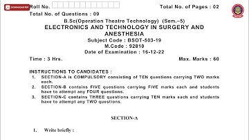 BSC 5TH SEM OTT ELECTRONICS AND TECHNOLOGY IN SURGERY DEC 2022 | PTU