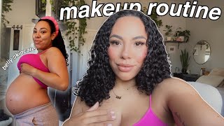 my skincare and makeup routine + my everyday belly skincare 7 months pregnant (vlogmas day 3)