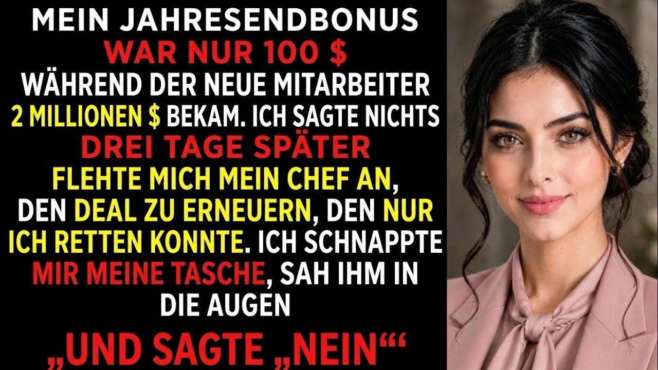 Ein gewöhnlicher Freitag um 16:58 Uhr. Ich zog gerade meinen Mantel an, bereit für meinen ersten Urlaub seit drei Jahren, als diese E-Mail kam: „Anerkennung zum Jahresende 2026." Hundert Dollar....