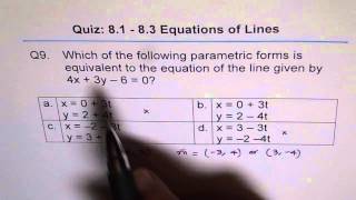 Parametric Line Equation Multiple Choice Q9