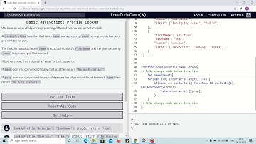 Lesson 102 - problem of profile lookup - freecodecamp