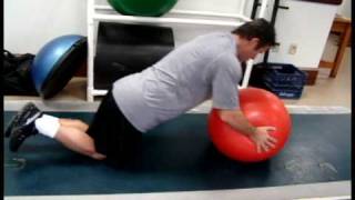 Stability ball push ups on knees