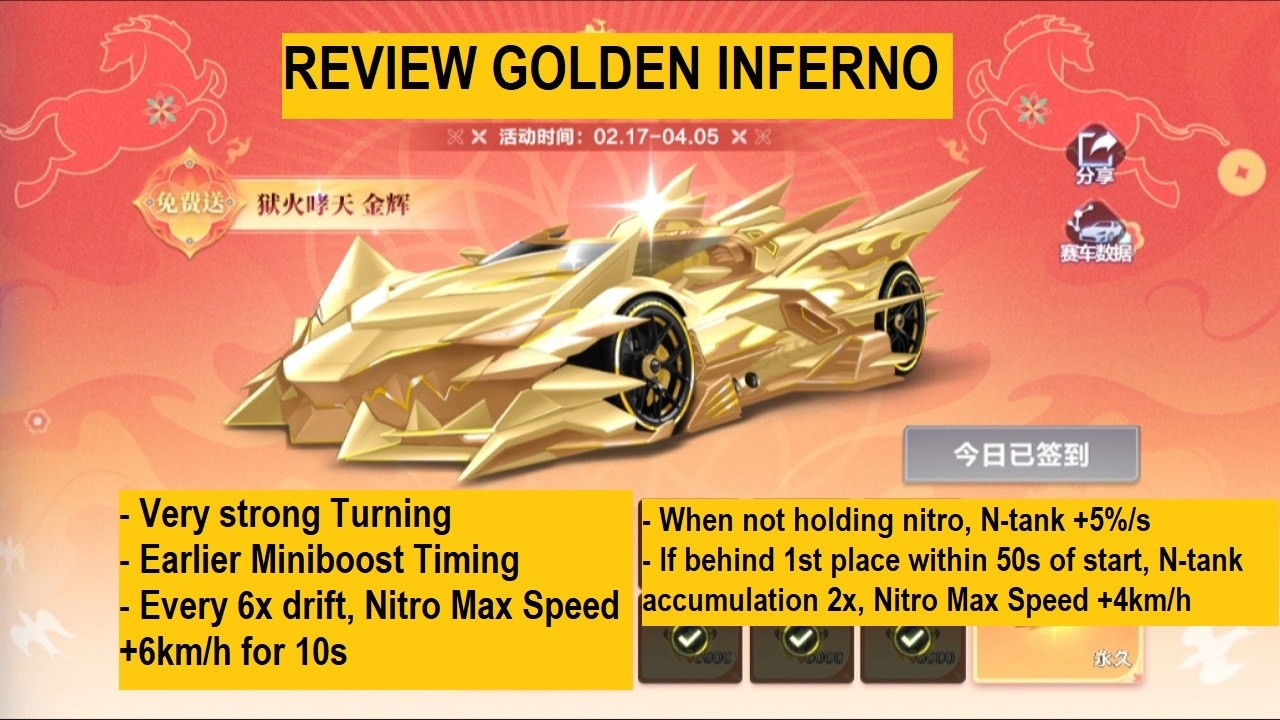 Новая бесплатная и улучшенная версия Inferno — обзор Golden Inferno 【QQ Speed ​​Mobile】