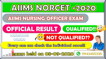 AIIMS NORCET 2020 Official result | Qualified or Not Qualified? | How to check the individual score
