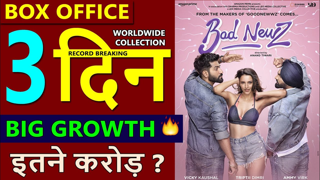 Bad Newz Box Office Collection Day 3, bad newz total worldwide collection, vicky kaushal