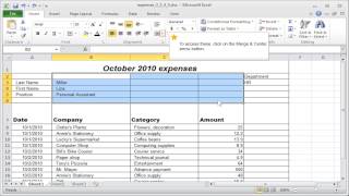 Excel: Merge and center cells