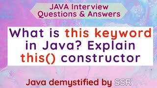 What is this keyword in Java Explain this constructor