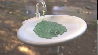 Blender Sink and Washing-up Liquid scene. Fluid dynamics test