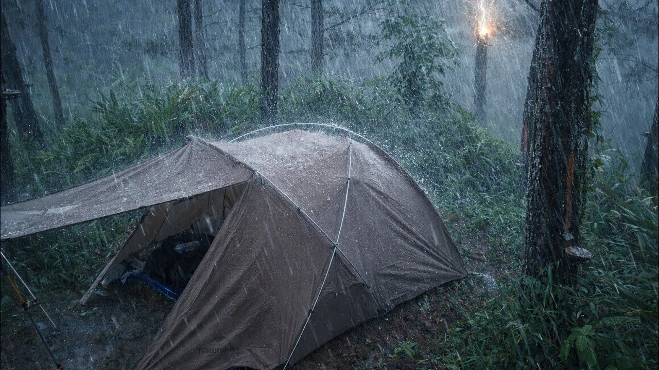 The WORST STORM Hits! CAMPING In Heavy Rain on Mountain - Caught in a ...