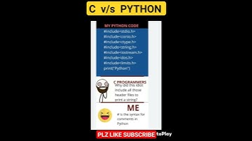 C v/s PYTHON #python #pythoncode #cprogramming #blockchain #iot #cod #ai #coding #php #cpp #java #C