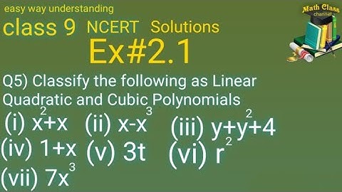 Classify the following as Linear Quadratic and Cubic Polynomials Class 9 x2+x x-x3 y+y2+4 1+x 3t r2