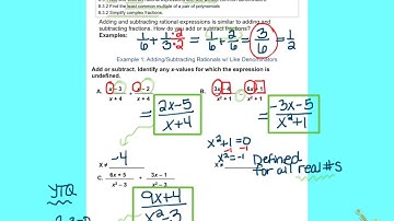 Alg2C Lesson 8:3 "Adding & Subtracting Rational Expressions"