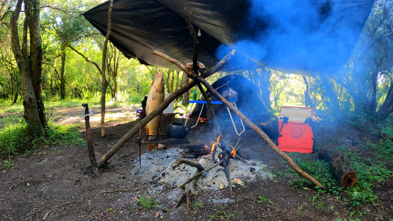 CAMPAMENTO DE PESCA Y COCINA, Pesca con Espinel y Anzuelo en Ramas, Aventura por Rio Gualeguaychú