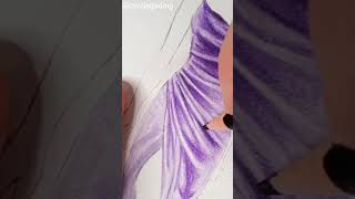 Fashion Illustration How to Draw beautiful Velvet fabric dress marker coloring #shorts