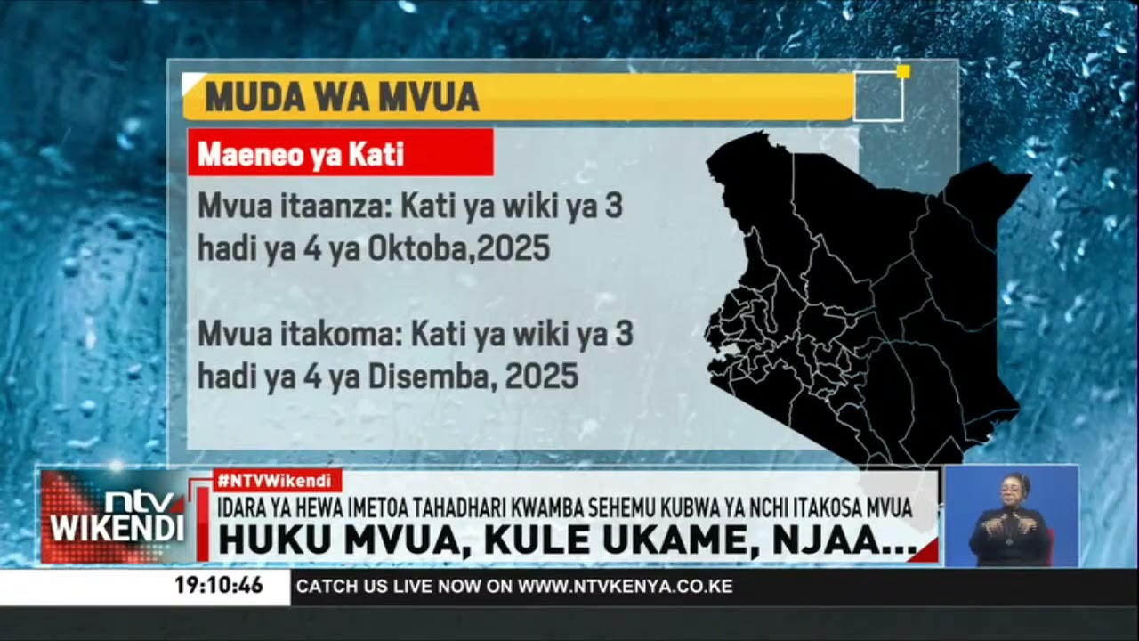 Hali ya Hewa yatangaza mvua za chini ya wastani Oktoba hadi Disemba