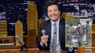 Jimmy Fallon Reacts to Latest V BTS Dance at Military Camp