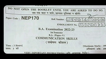 BA 1st SEMESTER COMMUNICATION SKILLS SOLVED QUESTION PAPER 2022 SRI DEV SUMAN UTTRAKHAND UNIVERSITY