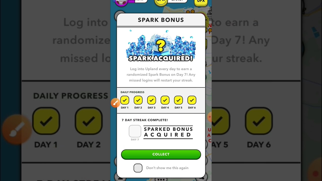 All Upland Users: Login Daily to Earn Free 0.01 = $5.5 Spark on Day 7 