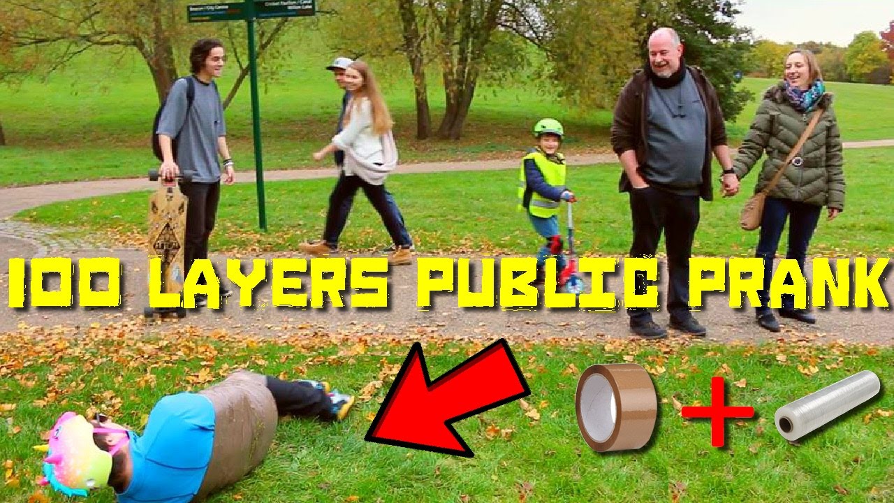 Public Prank 100 layers of Duct Tape & Cling Film YouTube