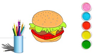 How to draw hamburger | KaK HapncOBaTb ramóyprep | gamburger rasmini chizish | cypet canbIn Resimi