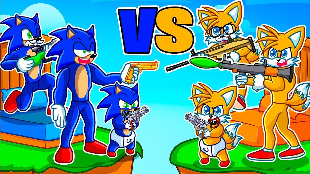 Familia de SONIC vs Familia de TAILS en Fortnite Bedwars!