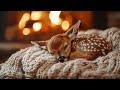 Baby Deer Sleeping by the Fireplace | Warm Cabin Ambience with Fire Sounds for Relaxation 🔥