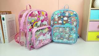 Clear Backpack With Fashion Unicorn Design   TPD-22111-2