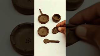 diy miniature mini clay kitchen set 🌲❤#clay #kitchenset #shortvideos #miniature #shorts #art #viral