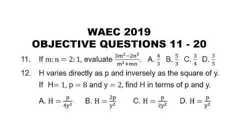 WAEC 2019 Mathematics Objective Questions 11-20