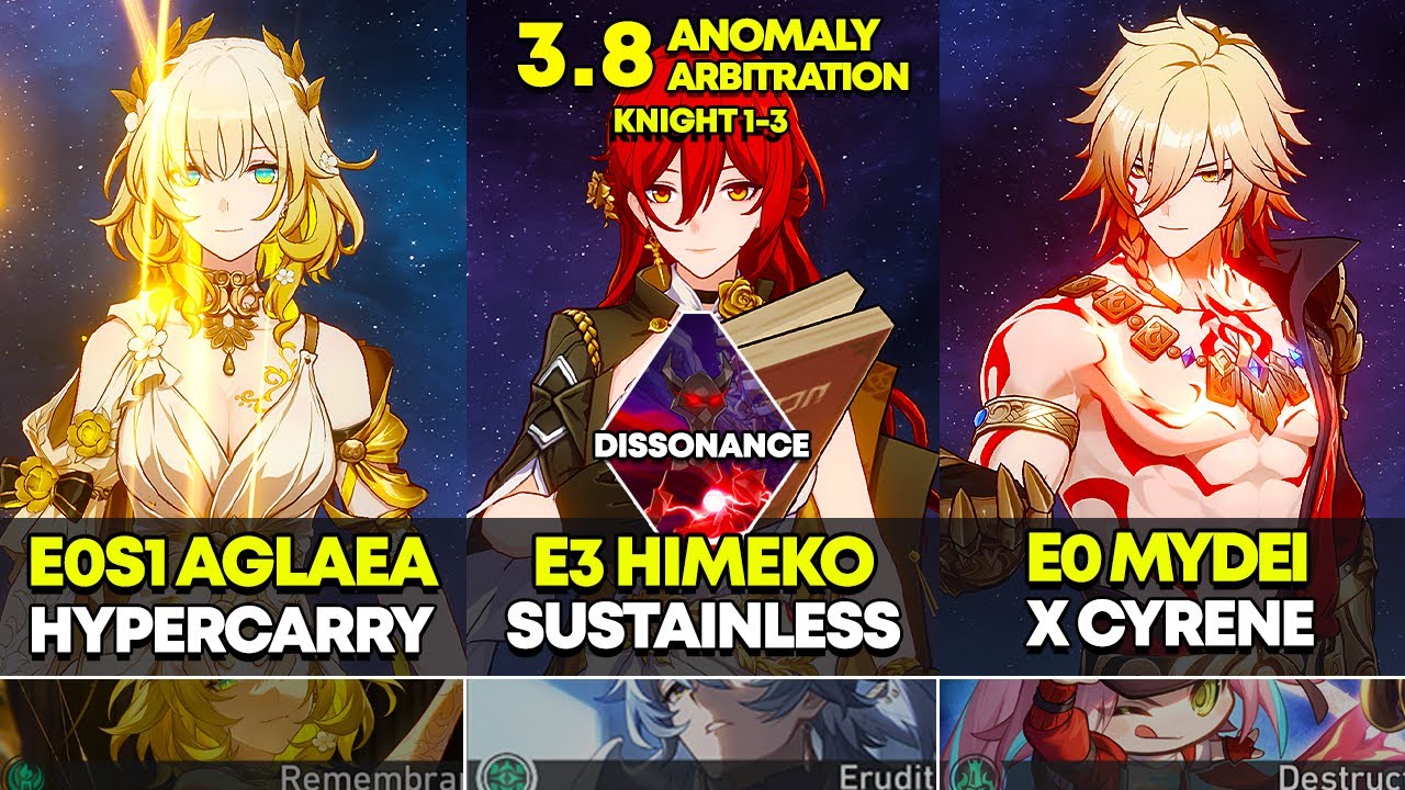 E0S1 Aglaea & E3 Himeko & E0 Mydei | Anomaly Arbitration Knight 1-3 | Honkai Star Rail 3.8
