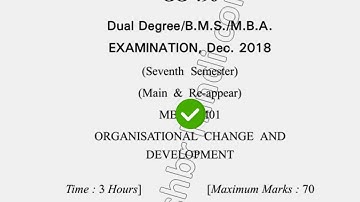 2018 Dcrust MBA 7th Sem Organisation Change & Development Question Paper