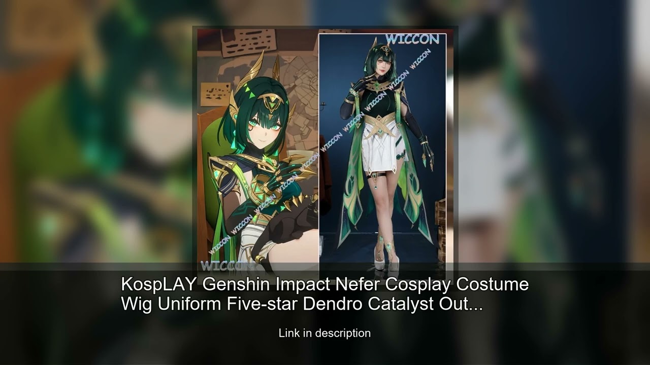 KospLAY Genshin Impact Nefer Cosplay Costume Wig Uniform Five-star Dendro Catalyst Outfit Hallo