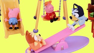 Bluey y Peppa Pig Juegan en el Parque con George, Bingo  Aprenden Habilidades Sociales