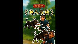 经典寓言故事《越人与狗》故事演讲比赛视频背景素材PPT素材 本期讲述古代越国人收留会说话的猎狗，约定平分猎物却遭背叛的寓言。猎狗初期勤恳捕猎，后独占成果，当主人要求履约时竟反咬恩人逃走。故事用'会说