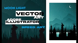 Moon Light vector art in adobe illustrator-speed art