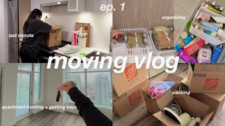 MOVING VLOG: apartment hunting, packing, buying new items, organize \u0026 declutter + getting keys  🔑📦