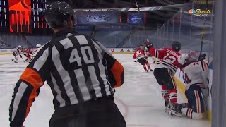 Alex DeBrincat's 5-Minute Major Penalty For Boarding Ethan Bear(Dual-Feed)