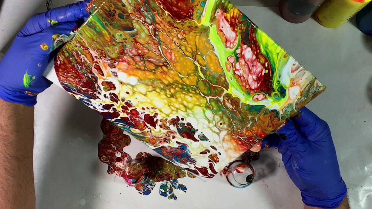 Acrylic Fluid Pouring - DE67 - Rocky Shore-Dirty Cup Pour Technique ...