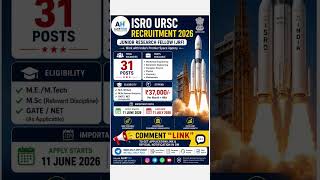 ISRO URSC RECRUITMENT 2026 – JUNIOR RESEARCH FELLOW (JRF) 🇮🇳 #alerthub #governmentjobs #railwayrecru
